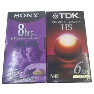 Sony T-160‎ VHS 8hrs + TDK T-120 6hrs Sealed Blank Tapes Bundle